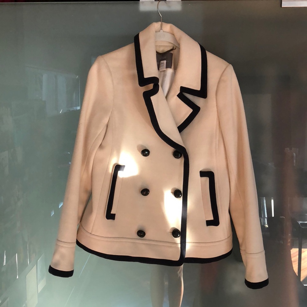 White and Navy Blue Peacoat